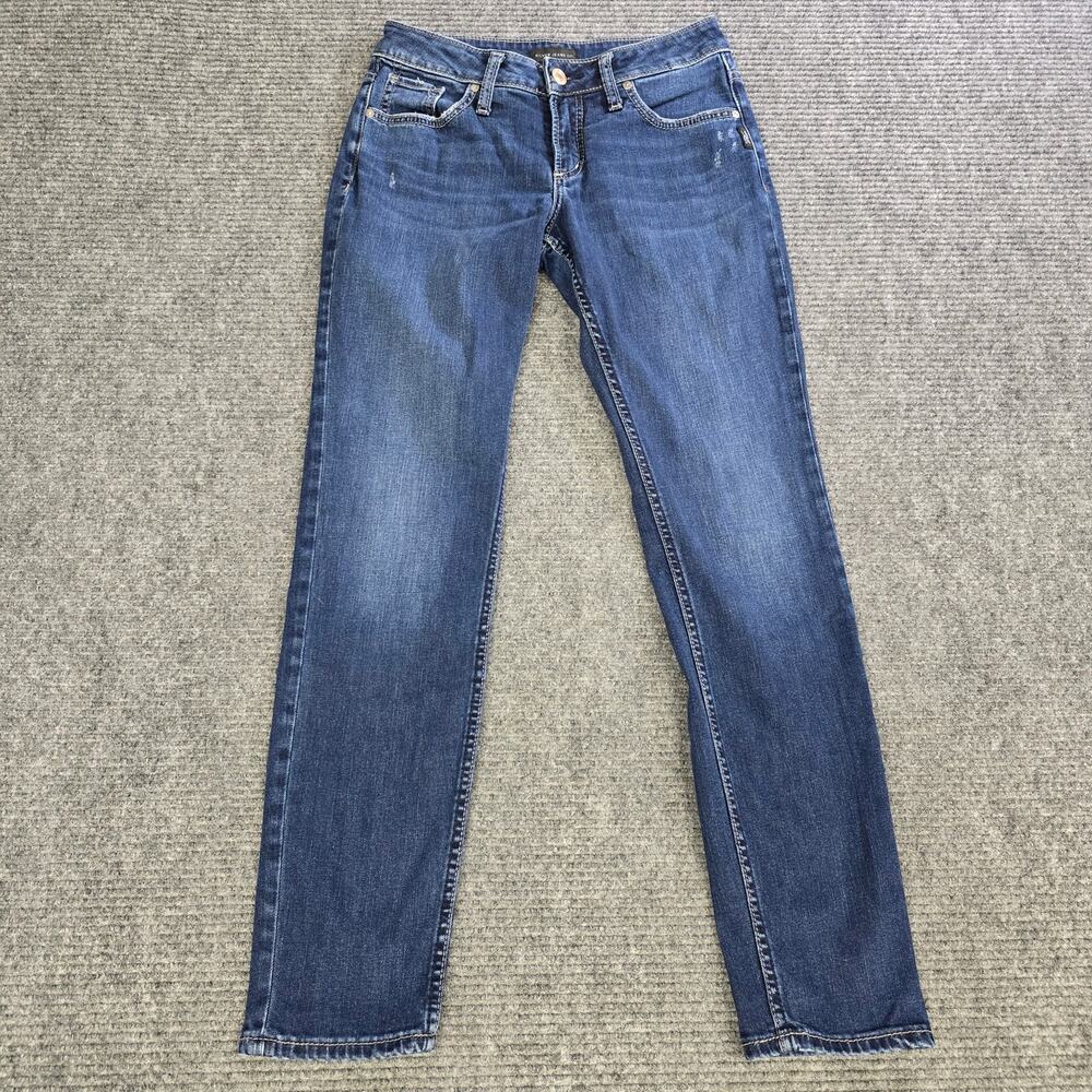 Silver Jeans Co Boyfriend Jeans Womens 27x29 Blue Stretch Denim